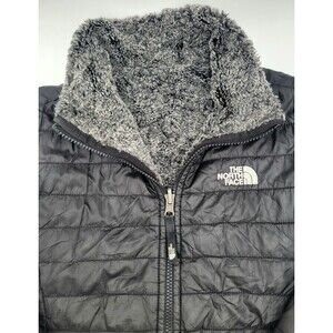 The North Face XL(18) Girls Black Reversible Puffer Jacket Mossbud Swirl